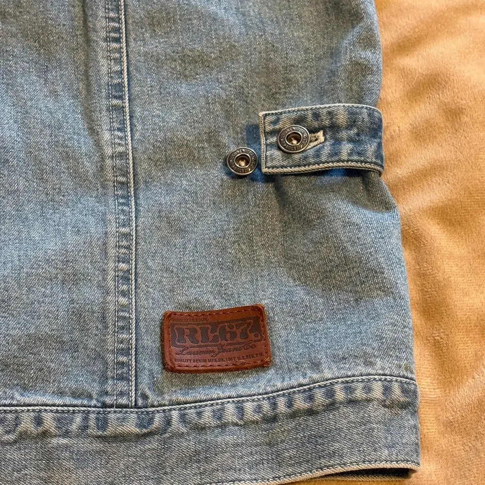 RL67 Ralph Lauren Denim Vest Corduroy Collar Cowgirl Western Cowgirlcore M